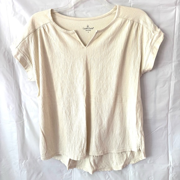 Cuddl Duds Tops - Cuddl Duds Cream Short Sleeve Tee textured SZ L Worn 1X